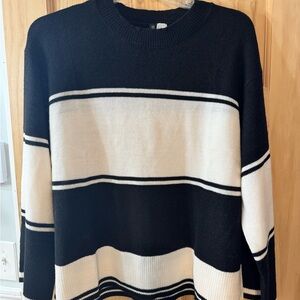 H&M black and white striped sweater size XL